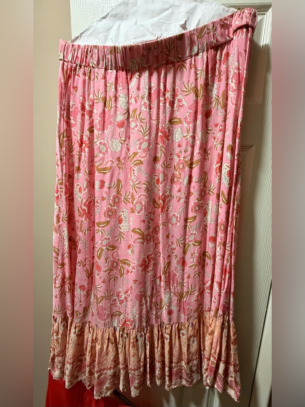 Kojooin Pink Floral Maxi Skirt
